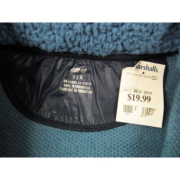 Blue Men's Fleece Half Zip Pullover Sweatshirt Size Large Side Pockets - Picture 6 of 6